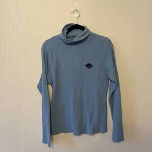 Harley Davidson XL long sleeve ribbed turtleneck t-shirt thermal blue black cozy